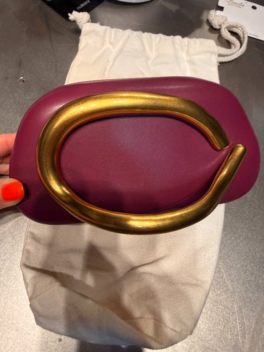 New Clutch with gold accent and dust bag